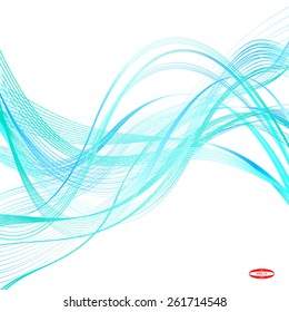 abstract turquoise line aqua wave cyan band on white background vector