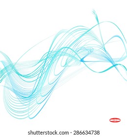 abstract turquoise line aqua wave cyan band on white background. vector illustration