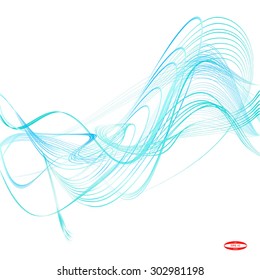 abstract turquoise line aqua wave cyan band on white background. vector illustration