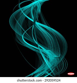 abstract turquoise line slate wave cyan band on black background. vector illustration