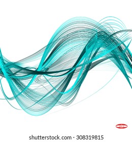 abstract turquoise line slate wave cyan band isolated on white background. vector illustration