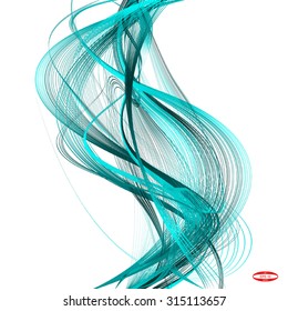 abstract turquoise line slate wave cyan band isolated on white background. vector illustration