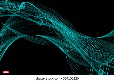 abstract turquoise line slate wave cyan band isolated on black background. vector illustration