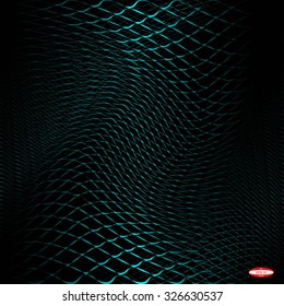 abstract turquoise line slate wave cyan band isolated on black background. vector illustration