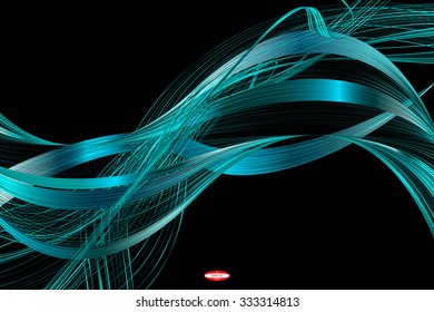 abstract turquoise line slate wave cyan band isolated on black background. vector illustration