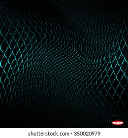 abstract turquoise line slate wave cyan band isolated on black background. raster illustration
