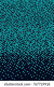 Abstract Turquoise Mosaic Pattern. Halftone Dot Background. Vector Illustration