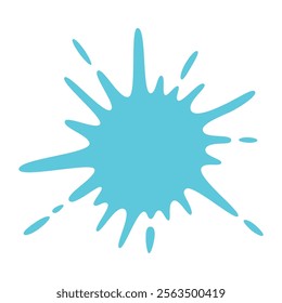 Abstract turquoise paint splash. Splatters background or frame. Blank blot element. Vector illustration in flat style isolated on white.