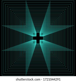Abstract turquoise pattern, flattened pattern on dark background