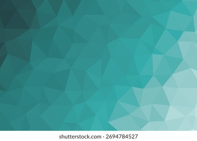 Abstrakter türkisfarbener Polygonhintergrund mit glattem Farbverlauf und Low-Poly-Textur. Modernes geometrisches Design, perfekt für Web-, Banner-, Präsentations- und Grafikdekorationsprojekte.