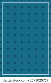 Abstract turquoise portrait background, repeating star motif, white frame.