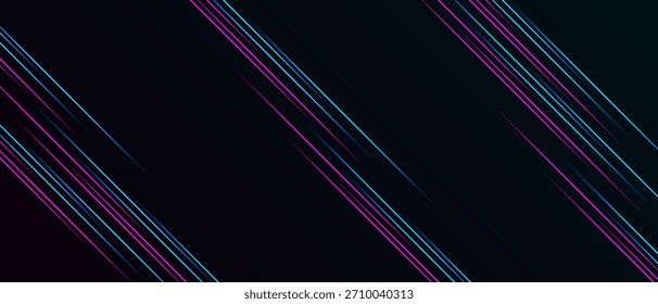 Líneas abstractas de color turquesa y púrpura brillan en la oscuridad.