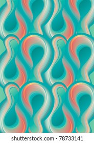Abstract turquoise seamless pattern with transforming forms. Vector illustration.