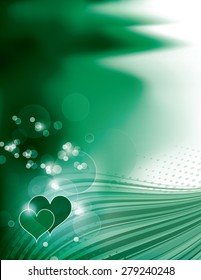 Abstract Turquoise Shiny Background with Hearts.