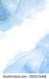 Resumen de color turquesa y azul de la colcha de agua de marmol con un patrón de olas y grietas doradas. Tinta de alcohol cian efecto de dibujo marcado. Plantilla de diseño de ilustración vectorial para invitación.