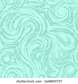 Textura vectorial de color turquesa abstracta hecha de espirales y bucles lisos. Fibra de madera o mármol torcido. Olas o ondas.