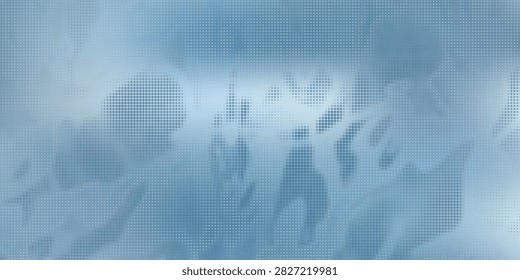 Abstract Turquoise Water Caustics Halftone Background. An abstract vector background featuring a turquoise and light blue halftone dot pattern resembling water ripples, light caustics, and organic liquid shapes.