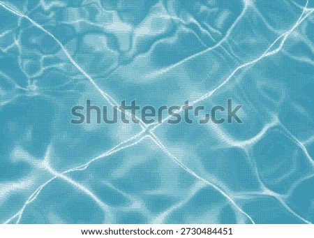 Abstract turquoise water texture in pixel style. Shiny pool surface with light reflections and ripples, perfect for summer backgrounds, web design, packaging, retro gaming.