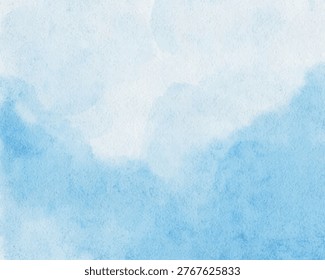 Abstract turquoise watercolor background with soft blue and aqua gradient. Subtle frost texture with snow and ice effect. Calm winter sea inspired wash on paper, pastel ombre surface for design.