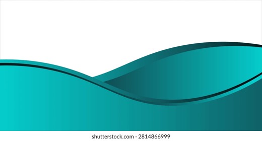 Abstract turquoise wave background on isolated white background