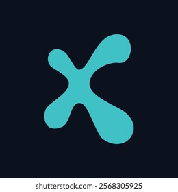 abstract turquoise 'X' shape on a dark blue background