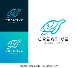 Abstract Turtle and Sea Wave logo design vector illustration