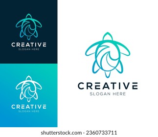 Abstract Turtle and Sea Wave logo design vector illustration