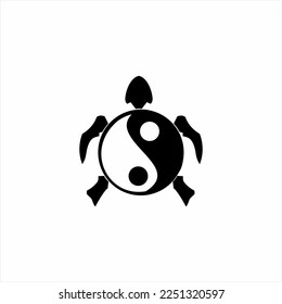 Abstract Turtle vector logo design with Yin and Yang symbol..