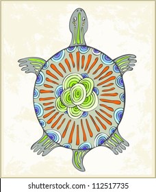 Abstract turtle vector symbol. Illustration a turtle in ethnic style.