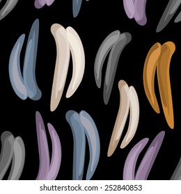 Abstract tusks seamless pattern. Repeatable background with stylized wild animal teeth or ivory. African tribal style sparse pattern. Useful for web or textile. Vector file is EPS8.
