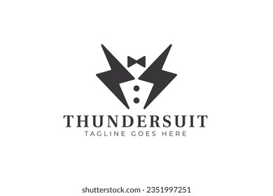 Abstract Tuxedo Elegant with Lightning Concept Logo. Men Clothing Store Concept Brand Identity. Men Tuxedo for Men Clothing Sign Symbol