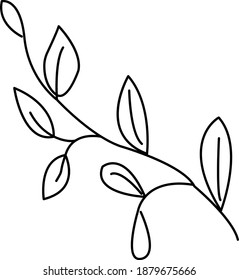 Abstrakter Zweig mit Blättern. Vektordoodle-Illustration. Es gibt 8 Blätter auf einem Ast.