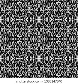 Abstract twig seamless pattern. Fashion graphic on black background design. Modern stylish abstract texture. Monochrome template for prints, textiles, wrapping, wallpaper, etc. Vector illustration