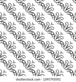 Abstract twig seamless pattern. Fashion graphic on white background design. Modern stylish abstract texture. Monochrome template for prints, textiles, wrapping, wallpaper, etc. Vector illustration
