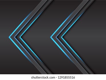 Abstract twin blue arrow light shadow direction on grey metal design modern futuristic technology background vector illustration.