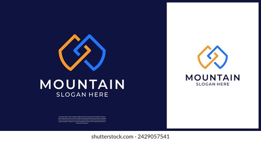Abstract twin mountain logo with infinity vector symbol.