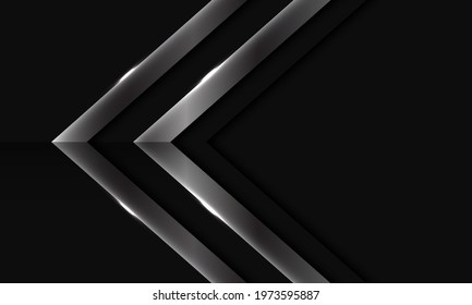 Abstract twin silver arrow direction on dark grey with blank space design modern luxury futuristic background vector illustration.