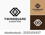 Abstract Twin Square Logo: A minimalist design with two interlocking squares, symbolizing unity and structure. Ideal for architectural firms, design studios, or tech companies. Layered EPS Vector