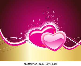 abstract twinkle star background with set of romantic hearts