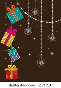 abstract twinkle star, hanging decorative artwork concept greeting card for new year