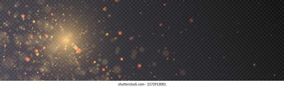 Abstract twinkling bright lights. Magic gold dust and highlights. Festive background. glare effect