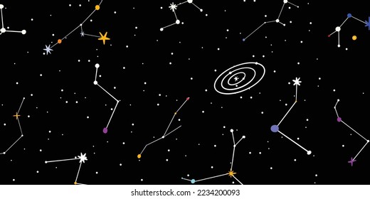 Abstract twinkling star constellations for space background