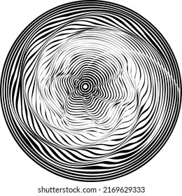 Abstract twirl lines element . Fluid wavy shape .Striped linear pattern . Music sound wave . Vector illustration