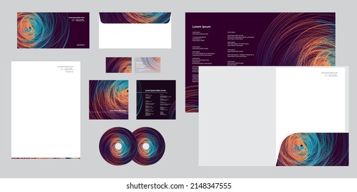 Abstract Twirl Lines Gradient Tornado Circle Around Mess Corporate Business Identity Stationery