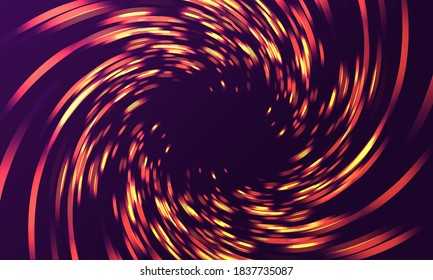 Abstract twist of shiny lights in hypnotic movements, shiny sparkles explosion, firework in dark sky
