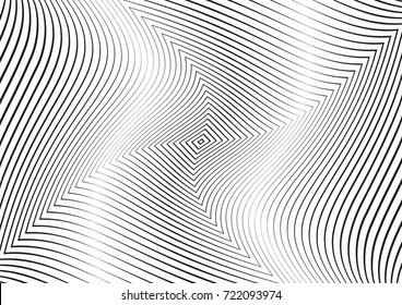 Abstract twisted background. Lines of variable thickness. Halftone effect line pattern.  Grunge modern pop art texture for poster, banner, business cards, cover, postcard, design, labels, stickers