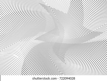 Abstract twisted background. Lines of variable thickness. Halftone effect line pattern.  Grunge modern pop art texture for poster, banner, business cards, cover, postcard, design, labels, stickers