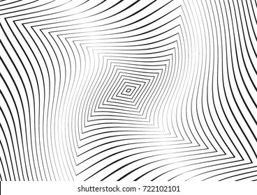 Abstract twisted background. Lines of variable thickness. Halftone effect line pattern.  Grunge modern pop art texture for poster, banner, business cards, cover, postcard, design, labels, stickers