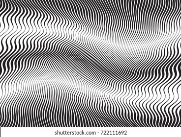 Abstract twisted background. Lines of variable thickness. Halftone effect line pattern.  Grunge modern pop art texture for poster, banner, business cards, cover, postcard, design, labels, stickers