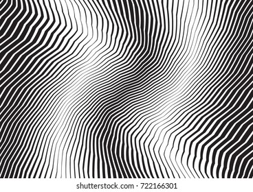 Abstract twisted background. Lines of variable thickness. Halftone effect line pattern.  Grunge modern pop art texture for poster, banner, business cards, cover, postcard, design, labels, stickers